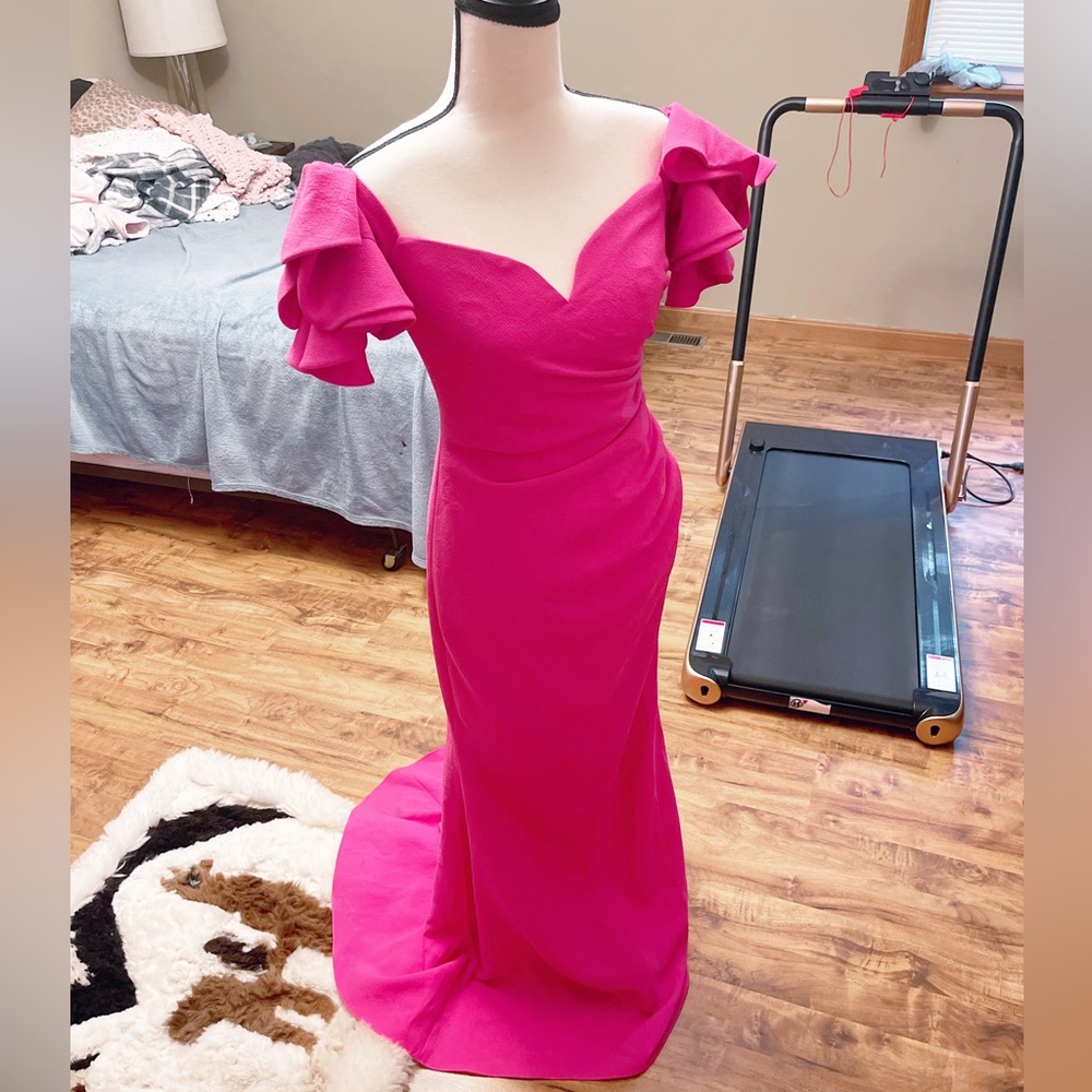 Authentic Dolce & Gabbana RARE RUNWAY Pink Exaggerated Sleeve Formal Gown /Dress - Picture 13 of 14